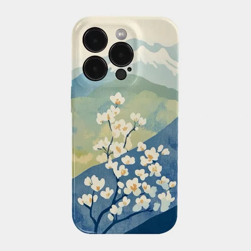 Ins Korean Blue and White Flowers Case for IPHONE 17 16ProMax 15 14 13 12 11PRO Plus Acrylic TPU Two in One Magnetic Phone Cases
