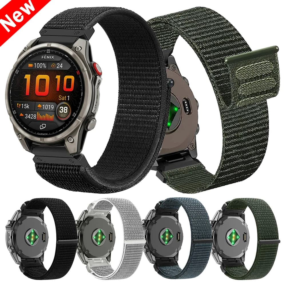 Cinturino in nylon QuickFit 22mm 26mm per Garmin Fenix8 Pro E 5 6 7 7X Band Quatix 8/Enduro 3/Epix Gen2/Instinct 3 Bracciale traspirante
