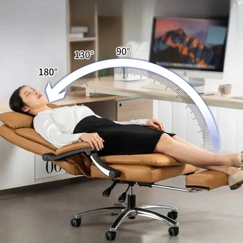 Poltrona Girevole di Lusso per Ufficio, Sedia Ergonomica Relax per Computer e Gaming, Chaise Longue Reclinabile