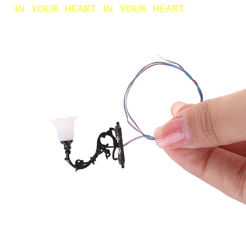 2 Pieces Wall Lamp for Doll House 1/12, Model Garden Lamp, LED Light for Sand Table