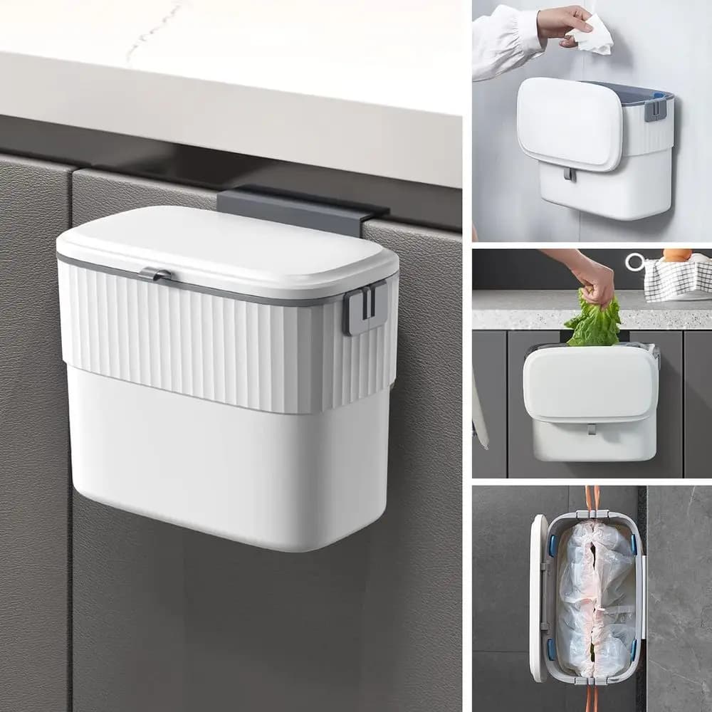 Contenitore per Compostaggio da 1,8 Galloni con Coperchio, Bidone della Spazzatura da Parete per Cucina, Armadio o Bagno