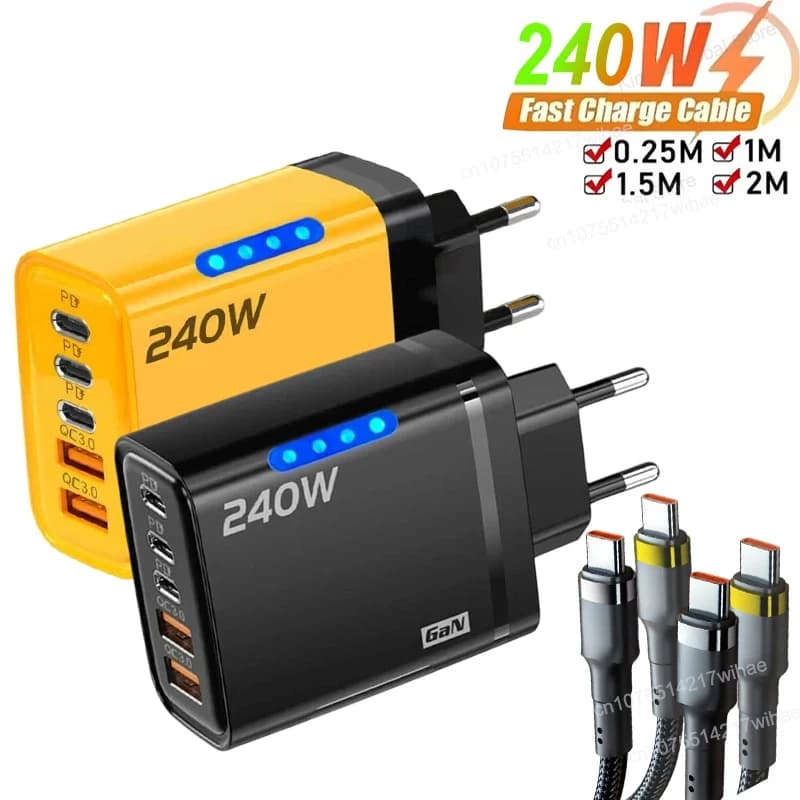 Xiaomi 5 in 1 GaN Caricatore da tavolo per IPhone 16 15pro Laptop Samsung 240W Adattatore di ricarica rapida 120w Tipo o Max Samsung Nuovo 2025