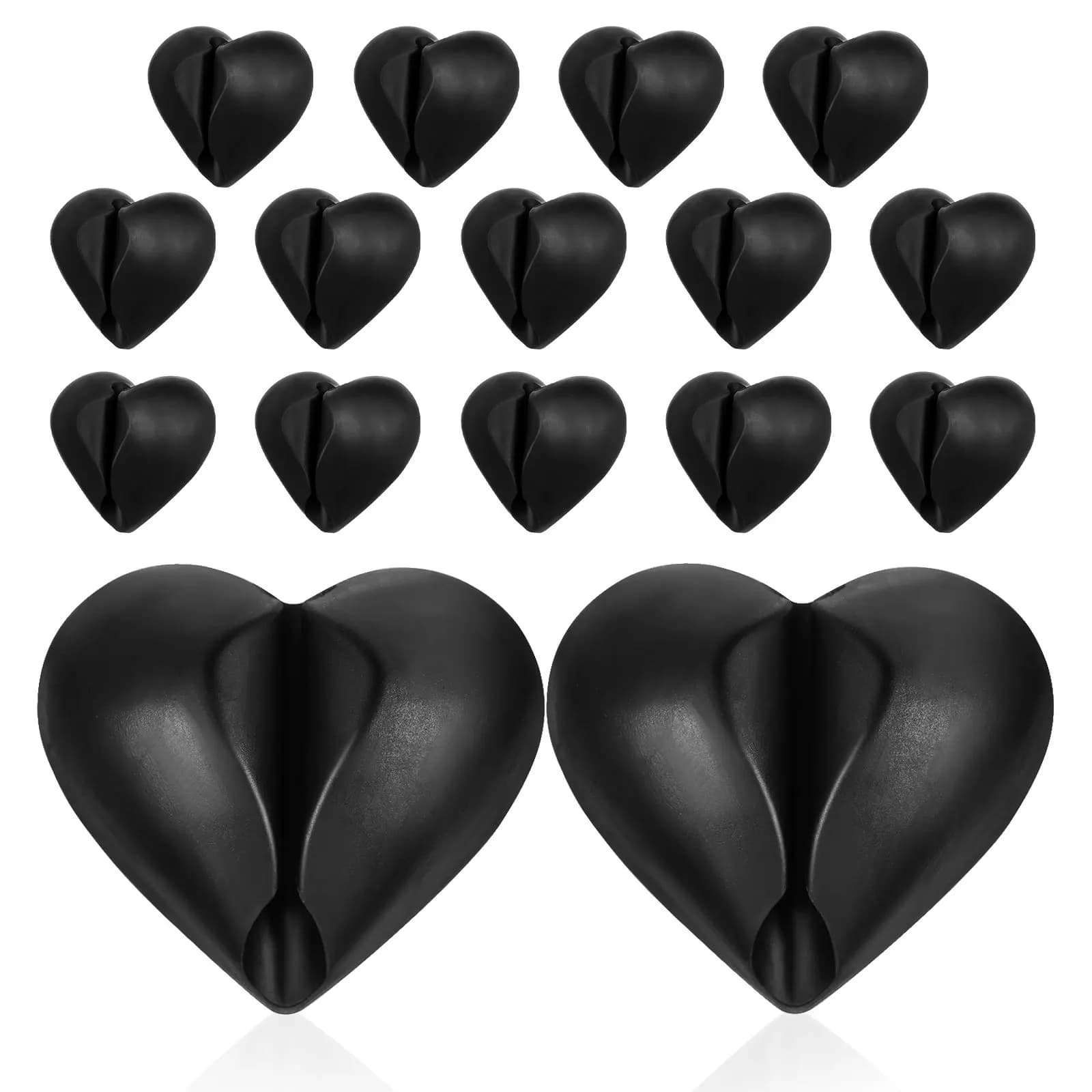 16 Pezzi Clip Adesivi per Cavi a Forma di Cuore, Organizzatore Rimovibile per Gestione Cavi di Ricarica, Cuffie e Fili da Scrivania