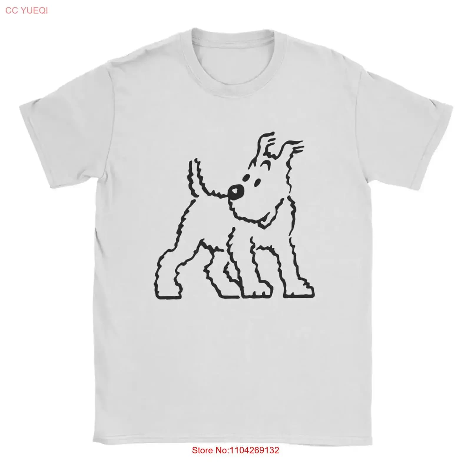 Snowy Dog Captain Haddock T Shirt Men Cartoon Vintage Pure Cotton vintage Washed homme Stylish graphic Soft Slightly fashion
