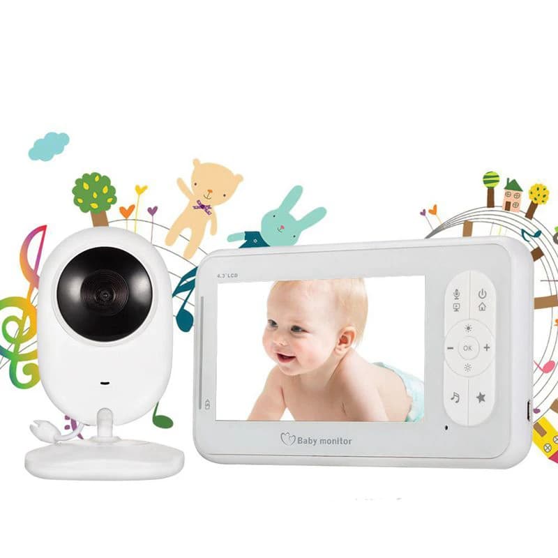 Schermo da 4,3 pollici Monitoraggio della temperatura Allarme alimentazione Citofono Baby Monitor Visione notturna BabySitter Camera