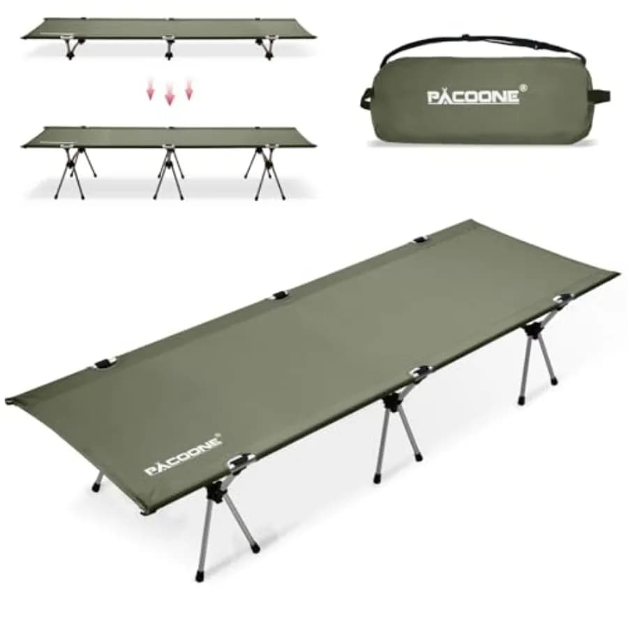 Lettino da campeggio pieghevole ultraleggero 2-in-1 con estensioni per le gambe, lettino da campeggio militare pieghevole resistente per