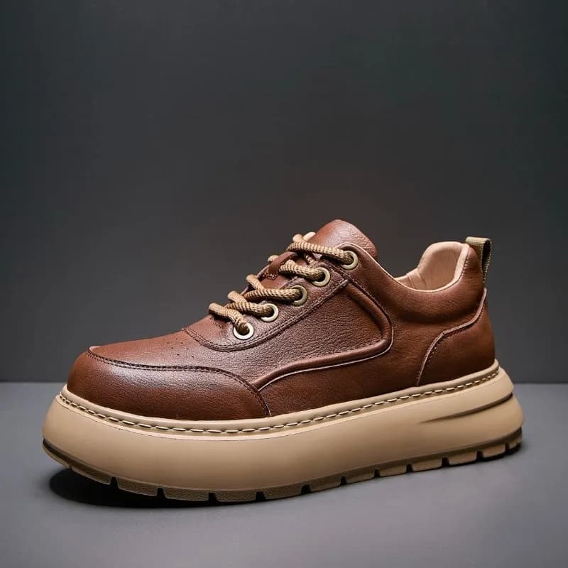 Scarpe Platform di Lusso da Uomo in Vera Pelle con Suola Spessa, Rialzanti, Casual, Traspiranti e Leggere, Modello Oxford