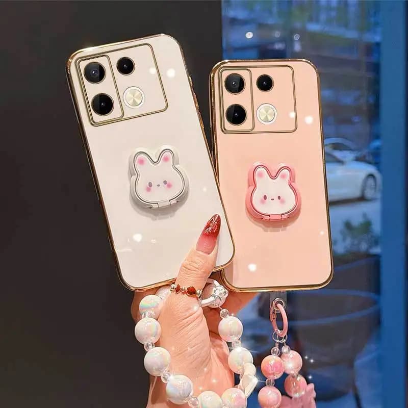 For Infinix Note 40Pro/Note 40 Pro+ 5G/Note 40 4G Cover 3pcs( Phone Case+Lanyard+Rabbit Stand) Phone Case