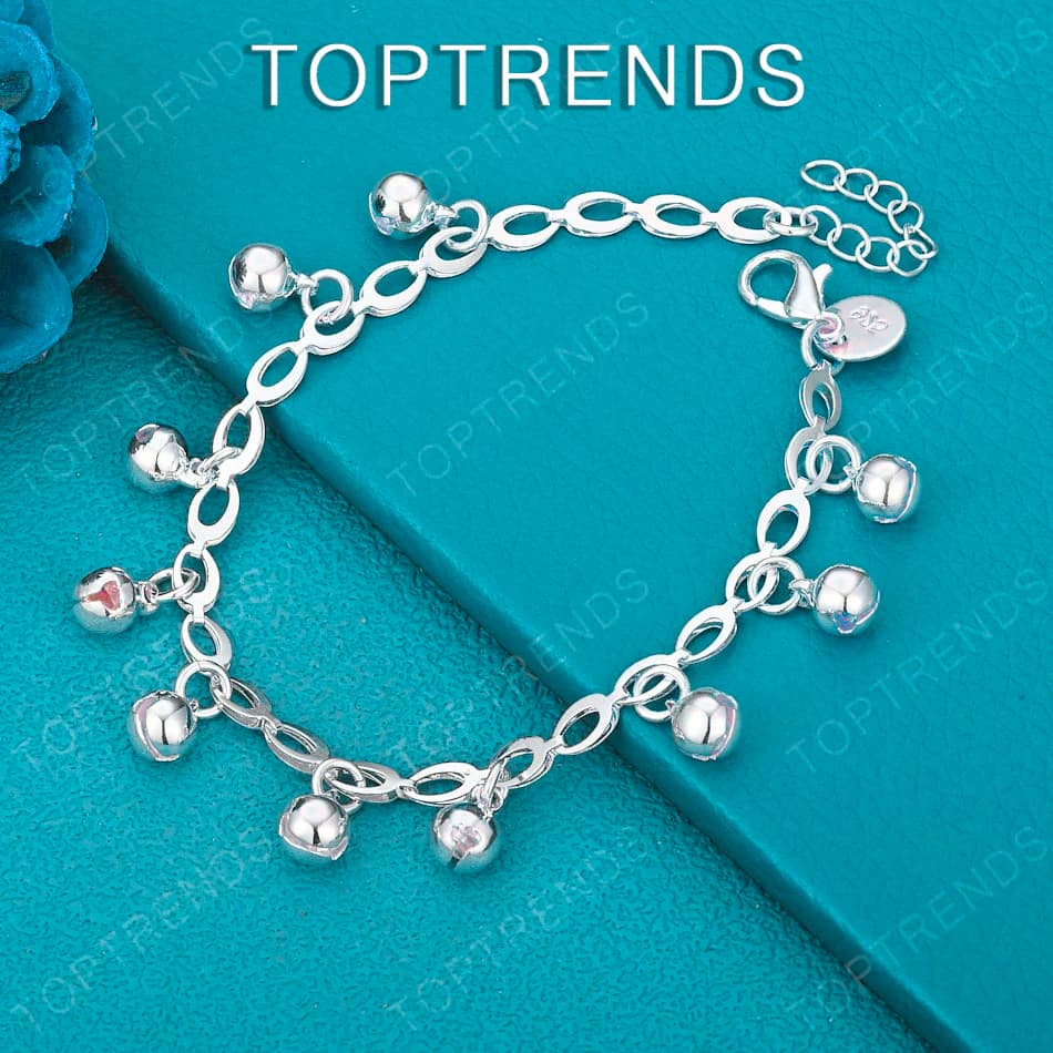 Elegant and pretty 925 Sterling Silver Bell Bracelet, Fashionable Jewelry Accessories for Men and Women, Birthday Gift, Wedding, Party