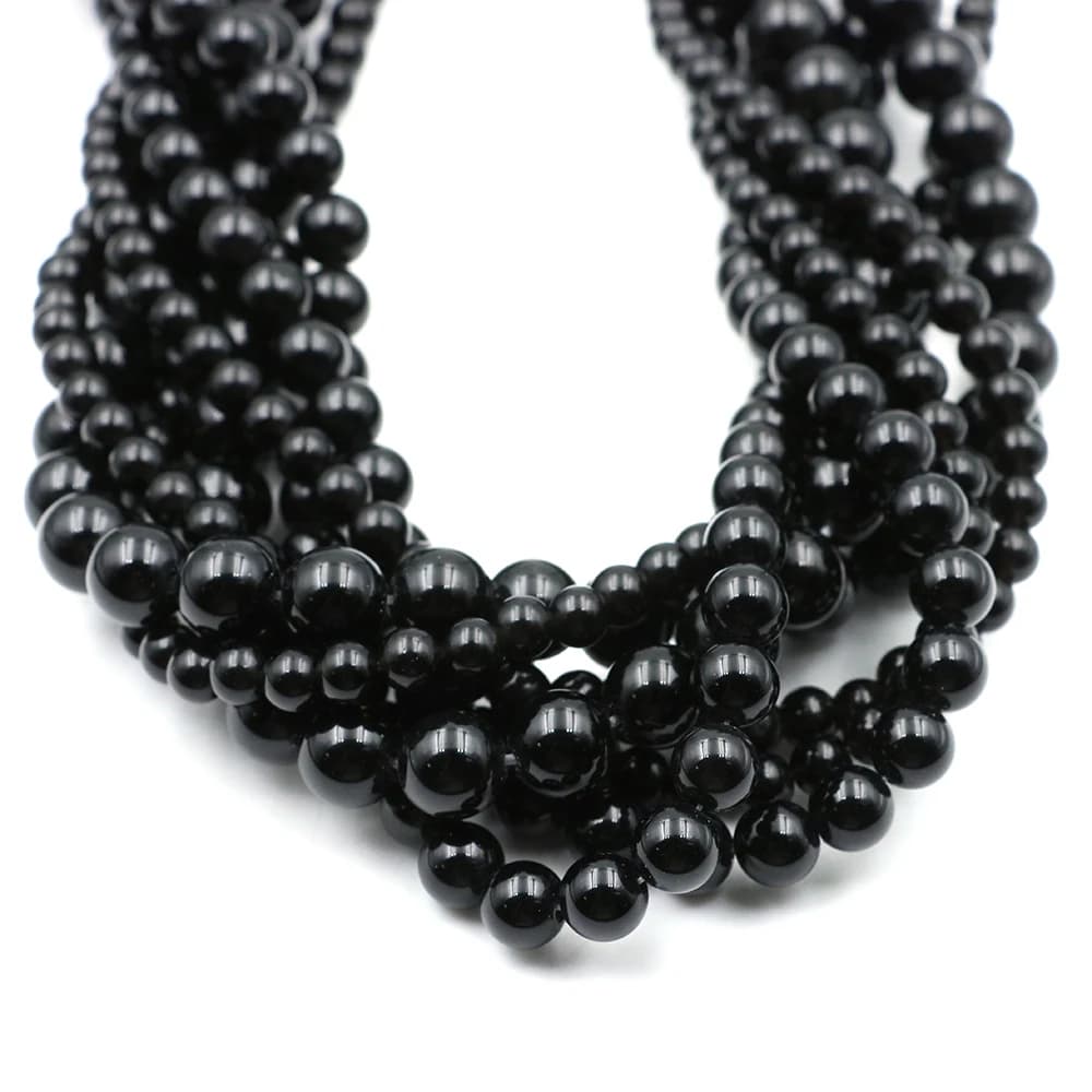 2 3 4 6 8 10 12MM Perline di agata nera Perline di pietra naturale allentate rotonde per la creazione di gioielli Accessorio per orecchini collana braccialetto fai da te