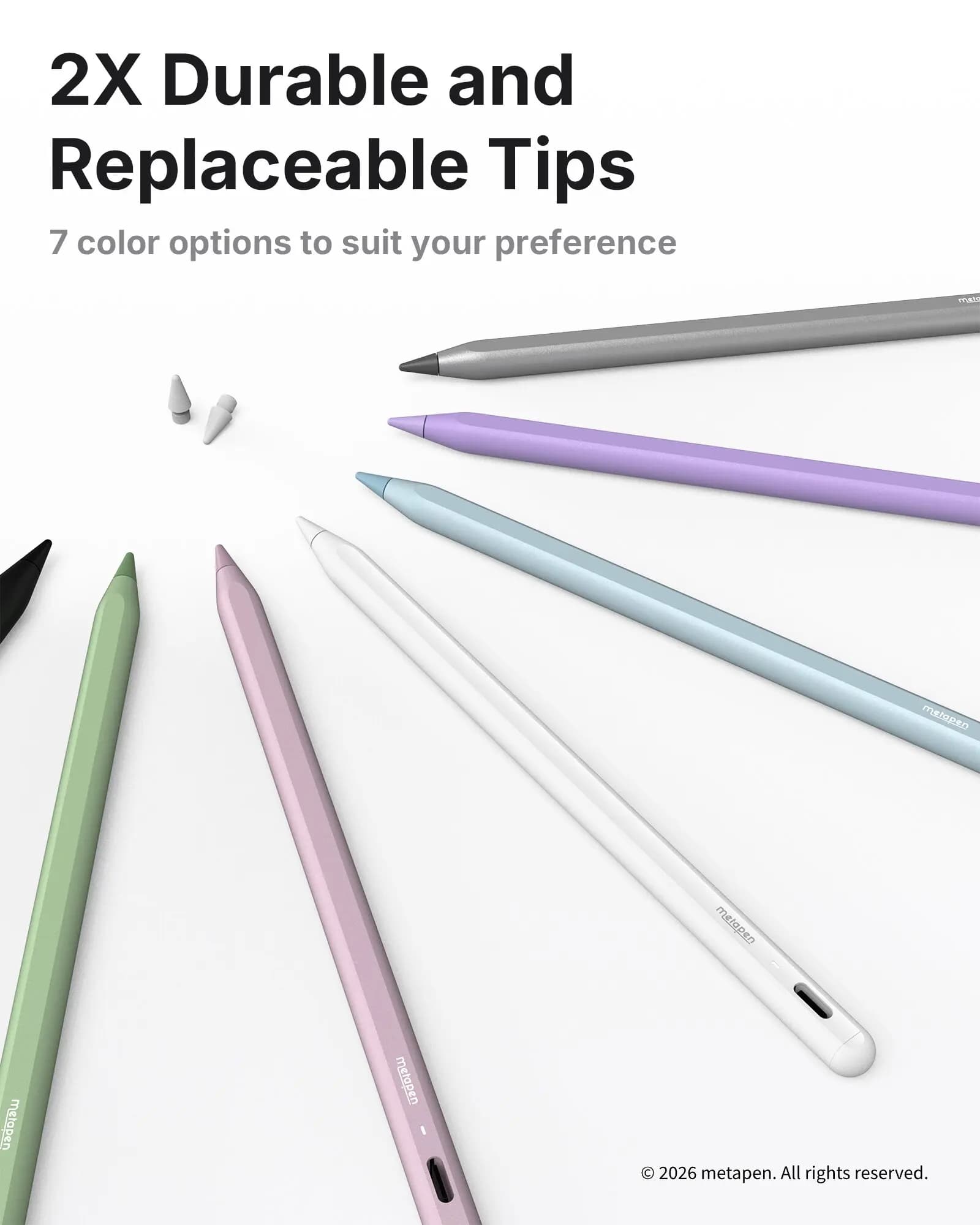 Penna Stilo Metapen A8 per iPad con Rilevamento del Palmo, Accessorio per iPad Pro 12.9/11/13 pollici M4 Air 3/4/5/M2/M3/M4
