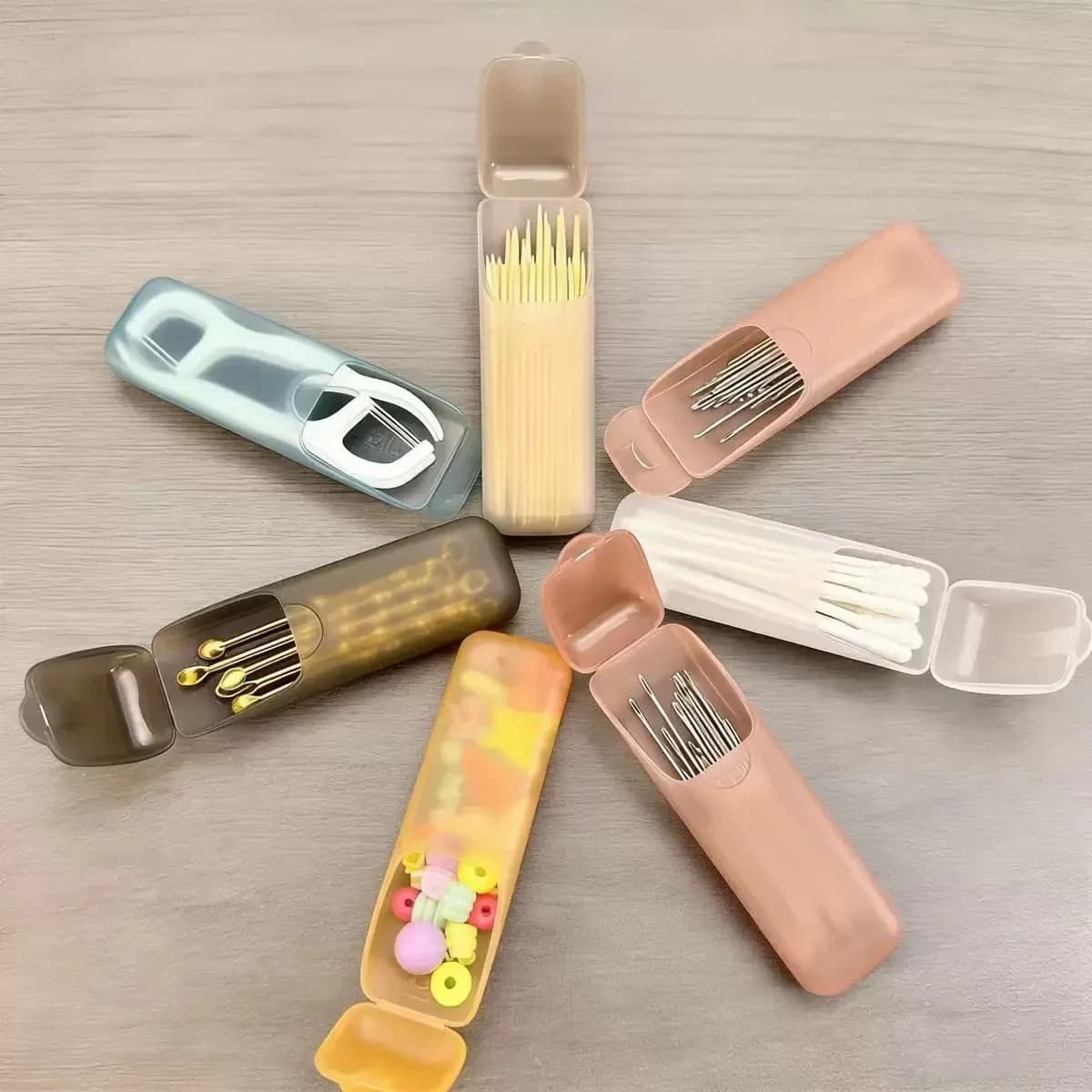 Set di 4 Mini Scatole Portatili per Organizzare Piccoli Oggetti, Ideali per Stuzzicadenti, Filo Interdentale, Pillole e Gioielli