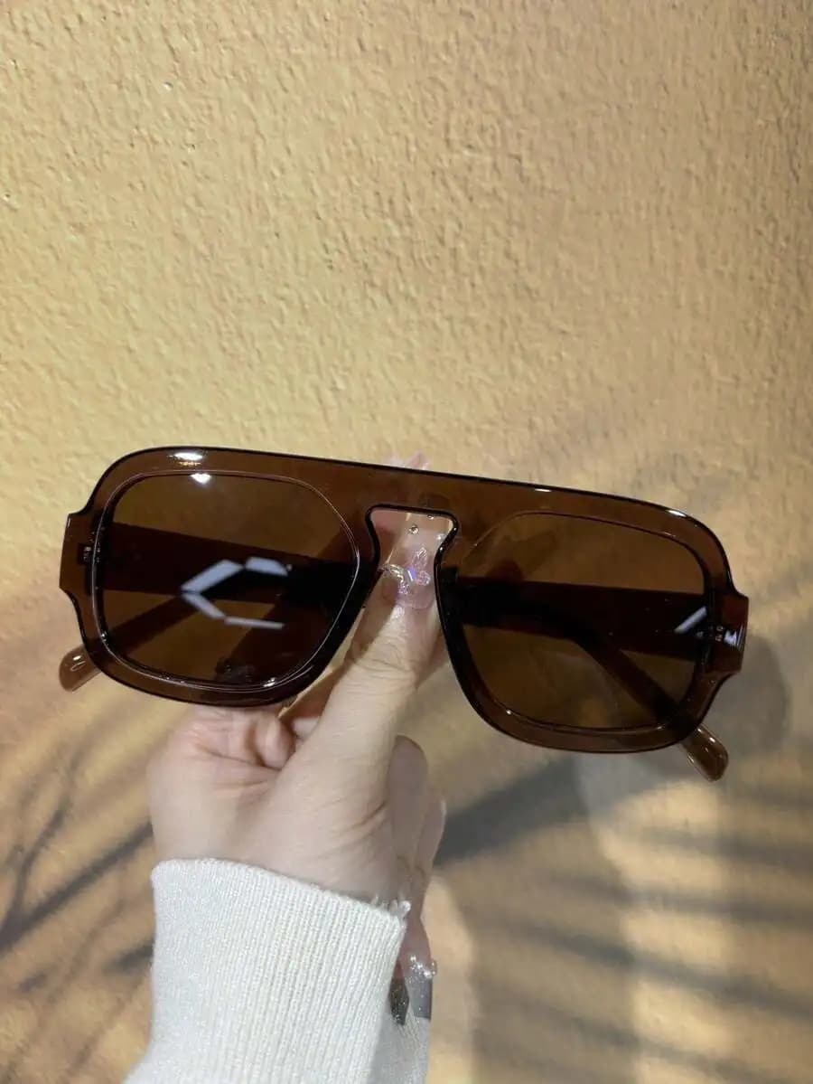 Unisex Square Frame Double Bridge Pilot Style Fashion Sunglasses For Vacation Beach Travel Outdoor