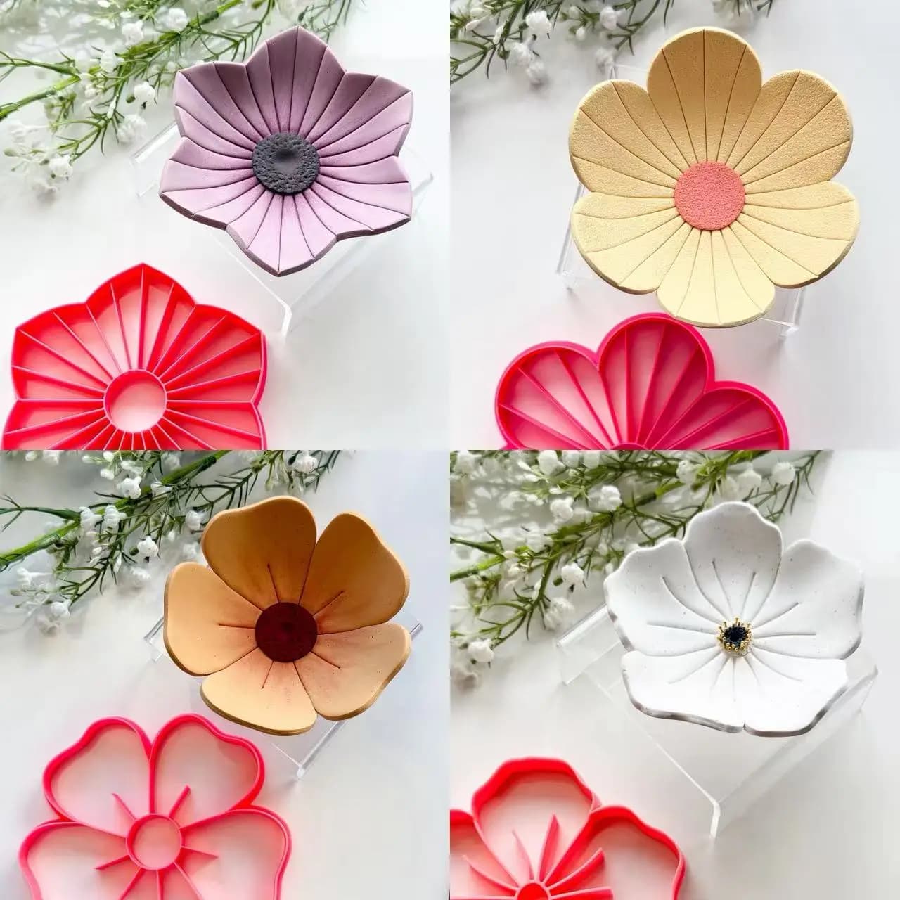 Stampo per piattino/portaoggetti in argilla polimerica a forma di margherita, conchiglia, foglia di palma, fiore - Stampo fai da te per sottobicchieri e vassoi - Strumenti per argilla fatti a mano