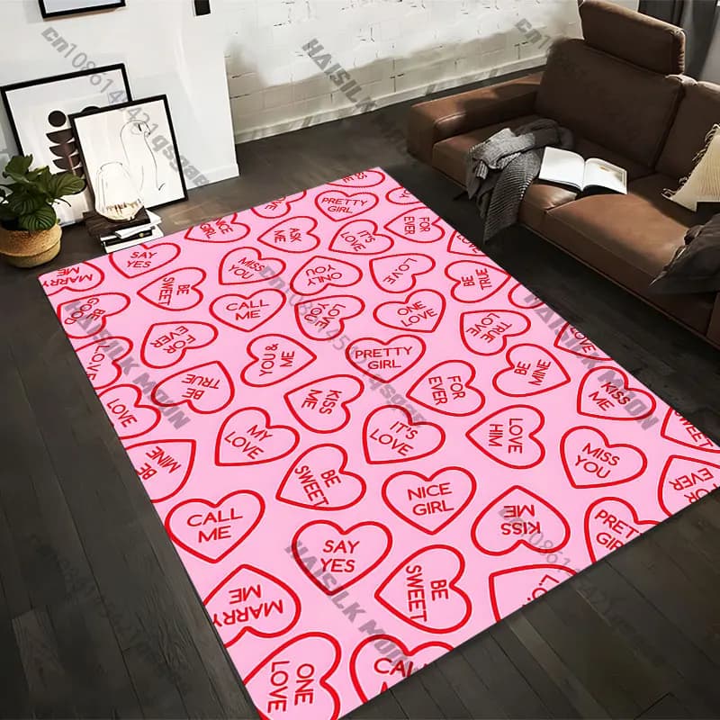 Carpets Printed with Valentine's Hearts in 21 Measures, to Express Romantic Feelings, Adult Yoga Mats, Custom Living Room Decoration