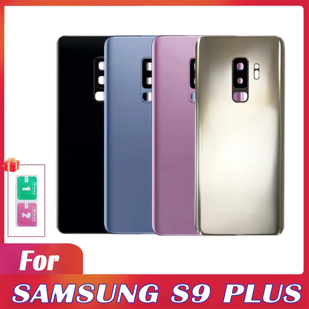 New For Samsung Galaxy S9 Plus Battery Back Cover Panel Rear Door Housing Case Camera Lens Replace