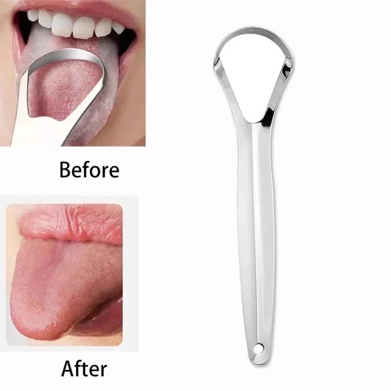Raschietto per Lingua in Acciaio Inossidabile per Rimozione Patina e Halitosis, Spazzola per Pulizia Lingua, Strumenti per Igiene Orale