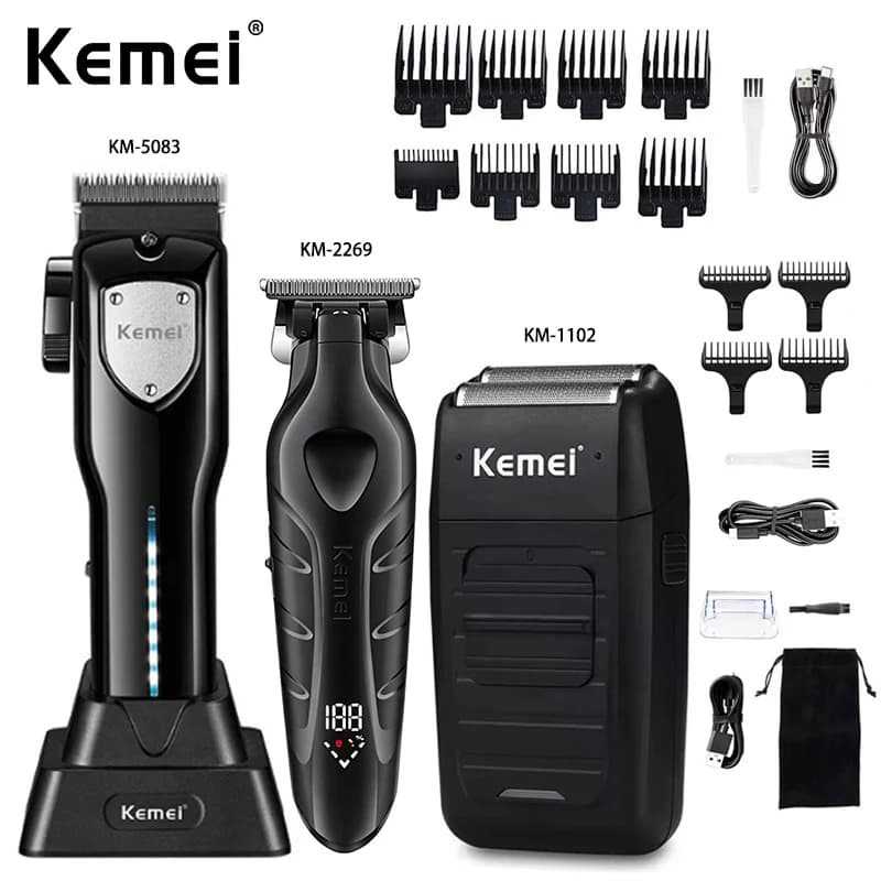 Kemei KM-5083 KM-2269 KM-1102 Professional Hair Cutting Machine Electric Shaver Hair Trimmer Rechargeable Men's Hair Clipper Kit