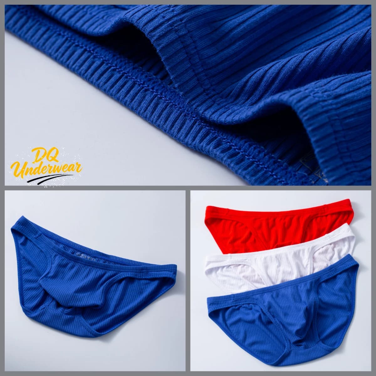 1PCS Men Ribbed Bikini Briefs Solid Color Multi Color Low Rise U Convex Pouch Soft Stretch Breathable Male Triangle AD7202