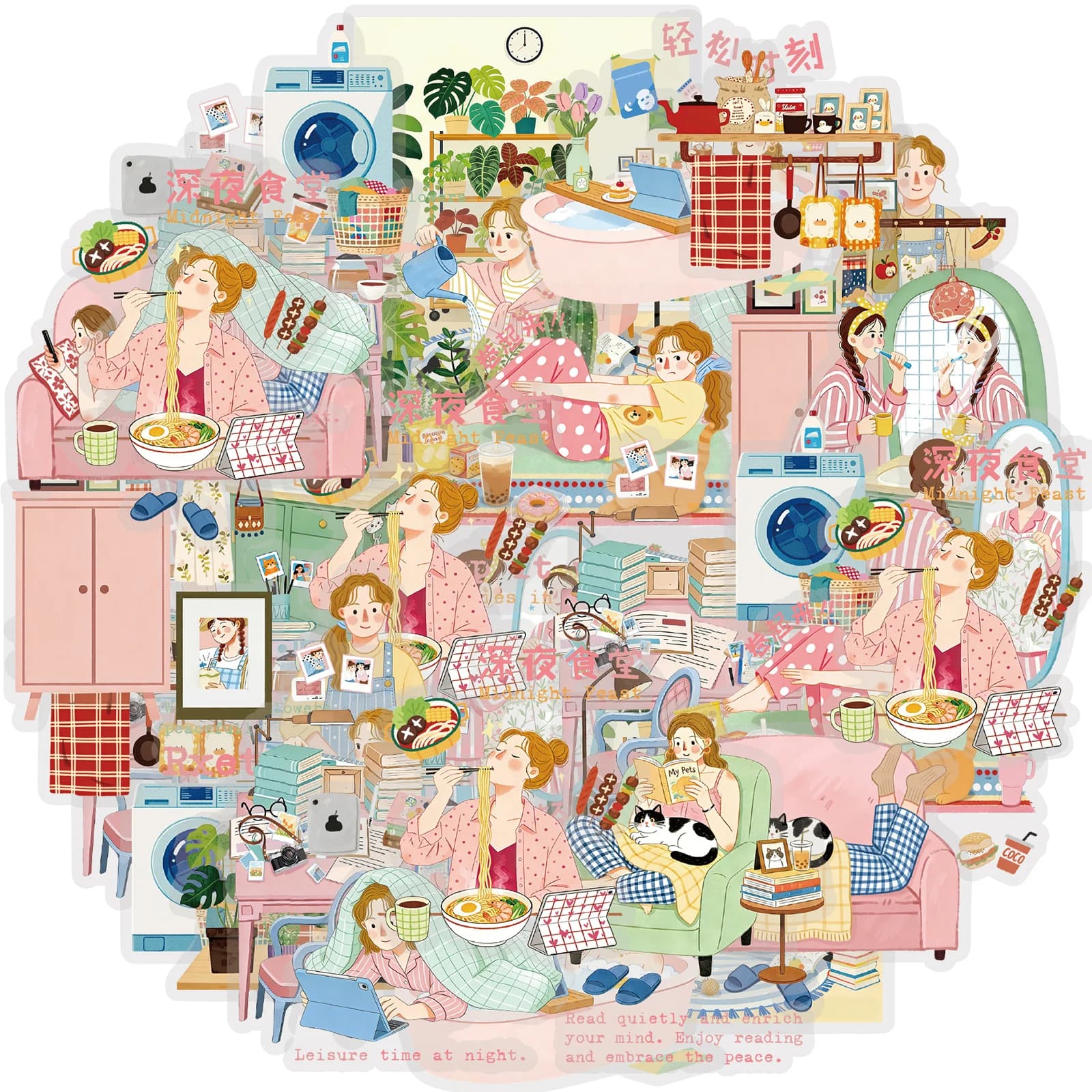 Etori Life 15Pcs Pet Stickers for Girls Living Alone, Home Daily Life, Cooking, Cat Care, Journaling, Scrapbooking Materials, Laptop, Handbag, Diary, Pencil Case, Pen Holder, Budget Planner, Notepad, Postcards and Envelopes, Helmet, Bicycle, Handmade Scrapbook Supplies, Office Decoration Accessories, Room Decoration, Artistic Aesthetics, Back-To-School Season, Cycling Decals