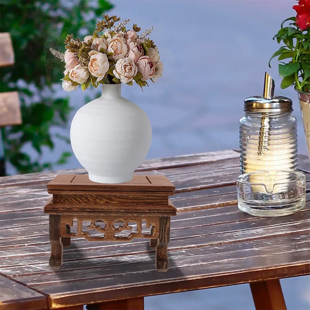 Solid Chicken Wing Wood Riser Rectangular Wooden Display Stand for Indoor Plants Flower Pots Buddha Statues Vase Teapot Base