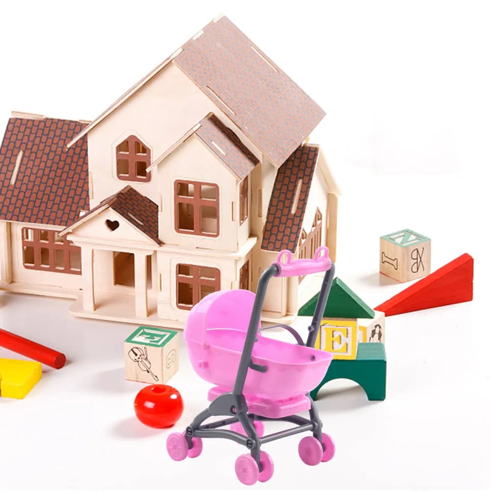 2 Pezzi Passeggino Giocattolo in Plastica, Piccolo Carrozzino Mobile per Bambini, Accessori per Giochi di Ruolo e Travestimenti