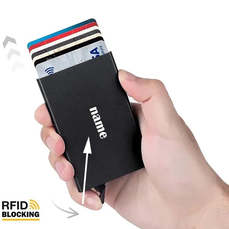 Customized Name Anti-theft Credit Card Holder Slim Anti Protect Travel ID Cardholder Rfid Wallet Metal Case Porte Carte
