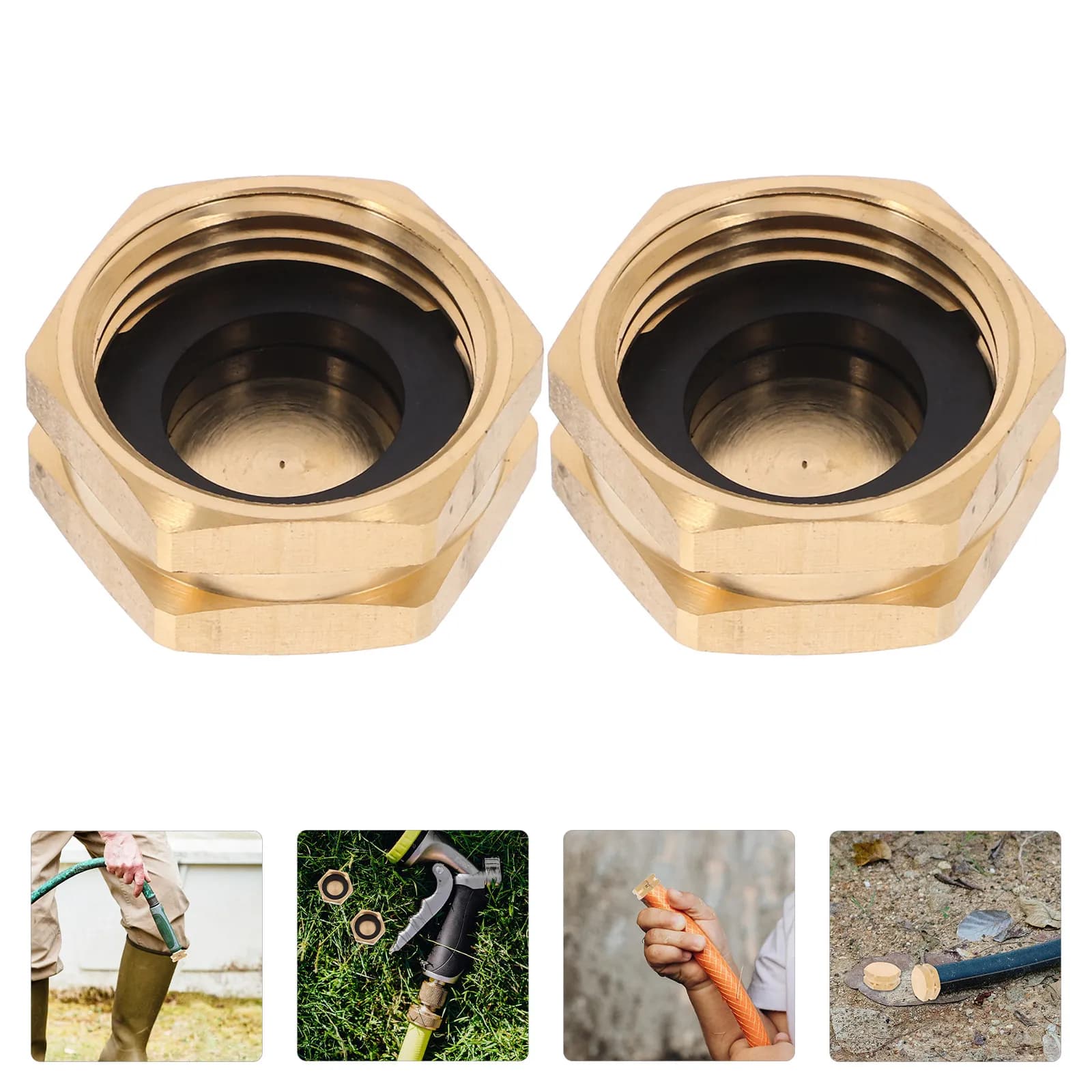 2Pcs Garden Hose Female Threaded End Caps Brass Leakproof Plugs Outdoor Faucet Valve Covers Garden Hose Plugs and Caps