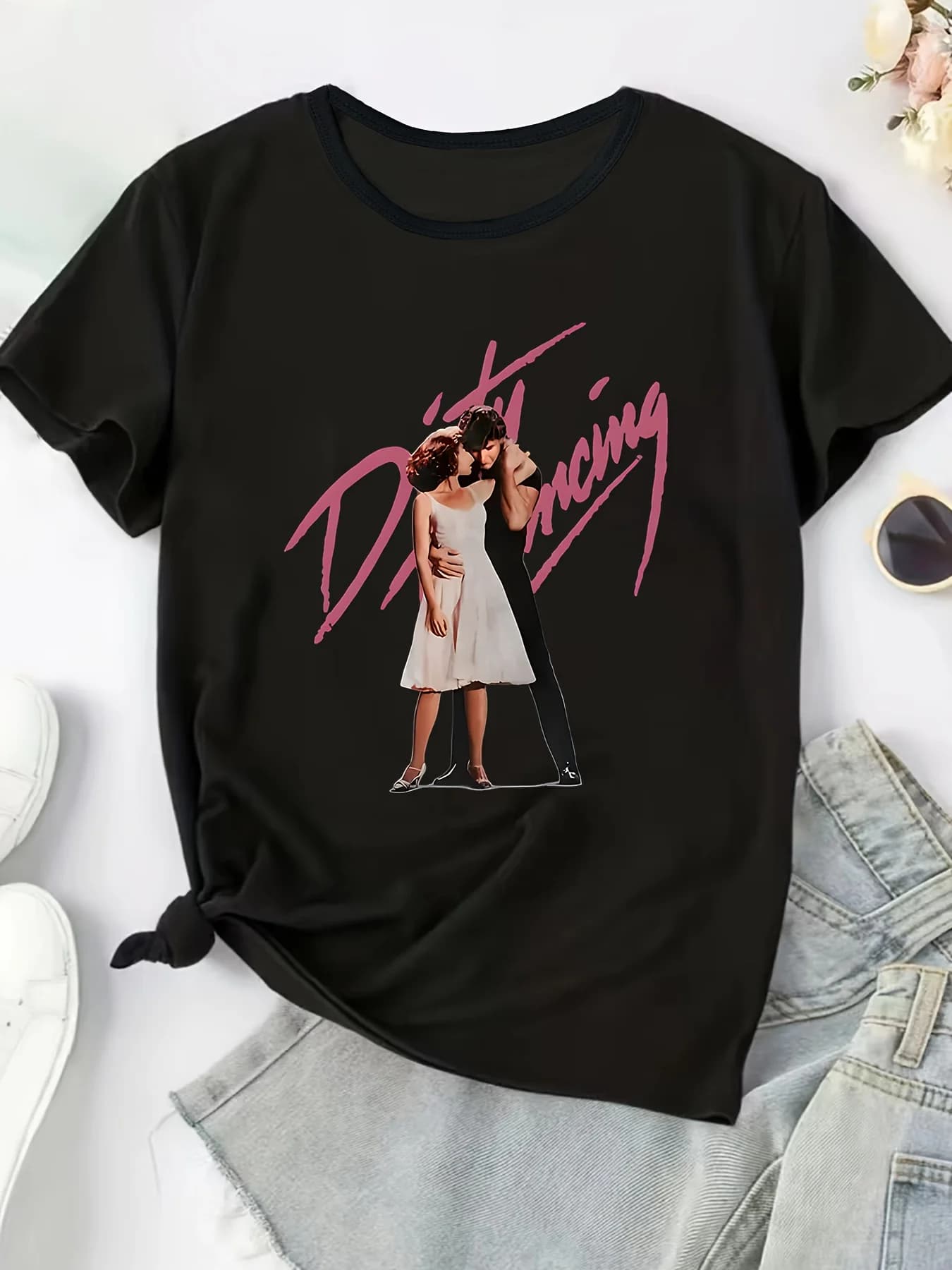 T-shirt da donna con stampa di coppia di danza tango di grandi dimensioni, miglior outfit per la primavera e l'estate