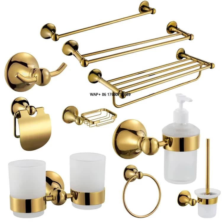 Set di accessori per il bagno contemporaneo Set di accessori per il bagno in oro di lusso con portasciugamani in acciaio inossidabile nero