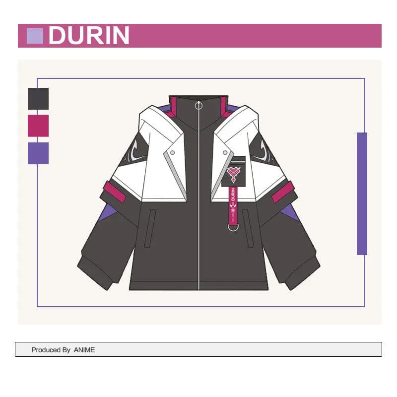 Genshin Impact Durin Anime Cosplay: Top, Coat, Hood with Casual Harajuku hood, Durin sweatshirt, Unisex Larga jacket, Trousers, Costume