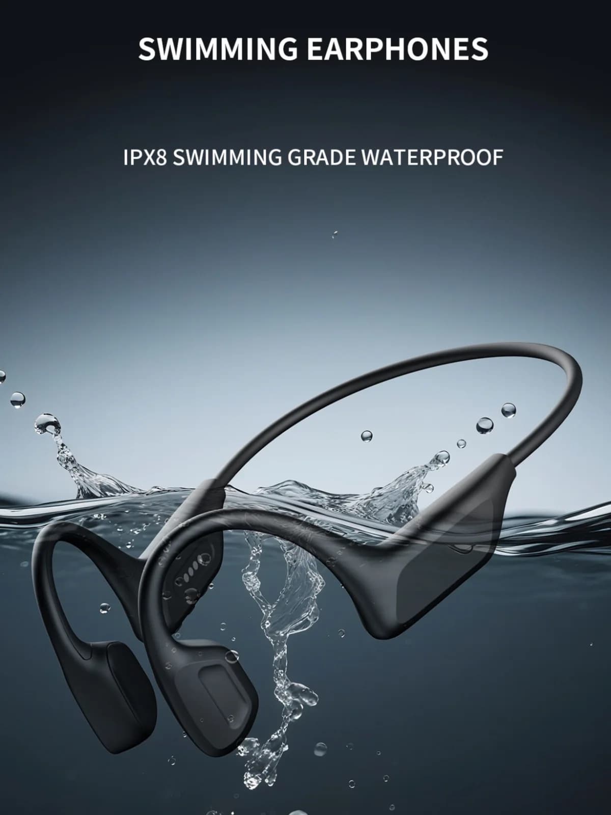IPX8 Impermeabile Auricolare A Conduzione Ossea Auricolari 32GB Lettore MP3 Microfono HIFI Senza Fili Bluetooth 5.4 Per Il Nuoto Immersioni Sport