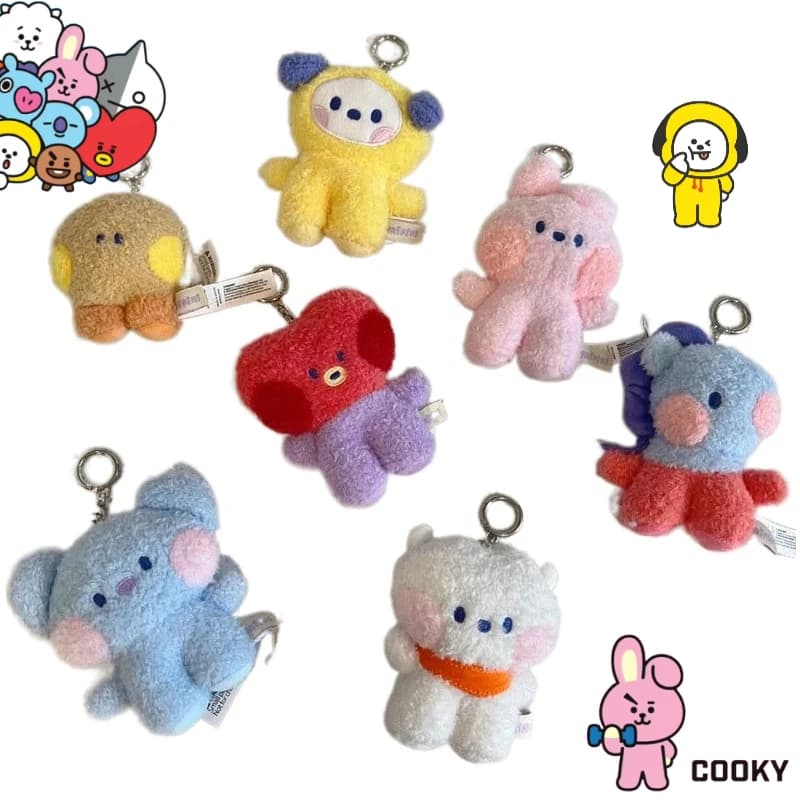 Portachiavi in peluche BT21, simpatico personaggio anime, ideale come regalo per ragazzi e ragazze, ciondolo per zaino, regalo per coppie.