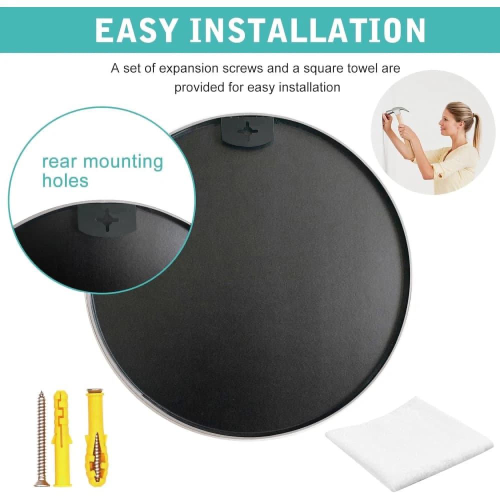 Specchio da Bagno Rotondo da 24 Pollici con Cornice in Metallo Nero, Specchio Circolare da Parete per Arredo Bagno