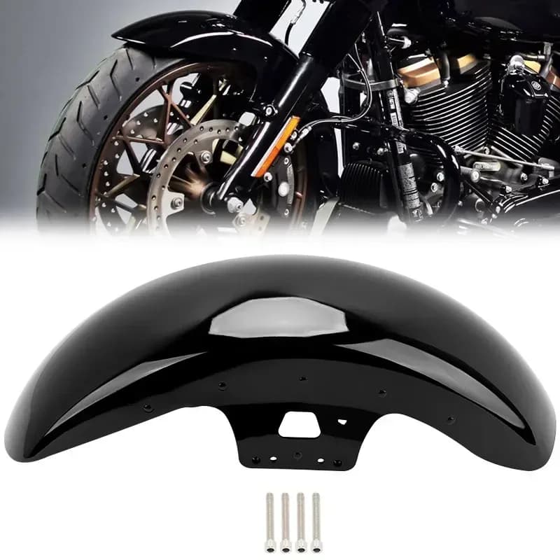 Parafango Anteriore Nero Lucido da 19 Pollici per Moto Harley Touring Road King Electra Street Glide 2014-2023