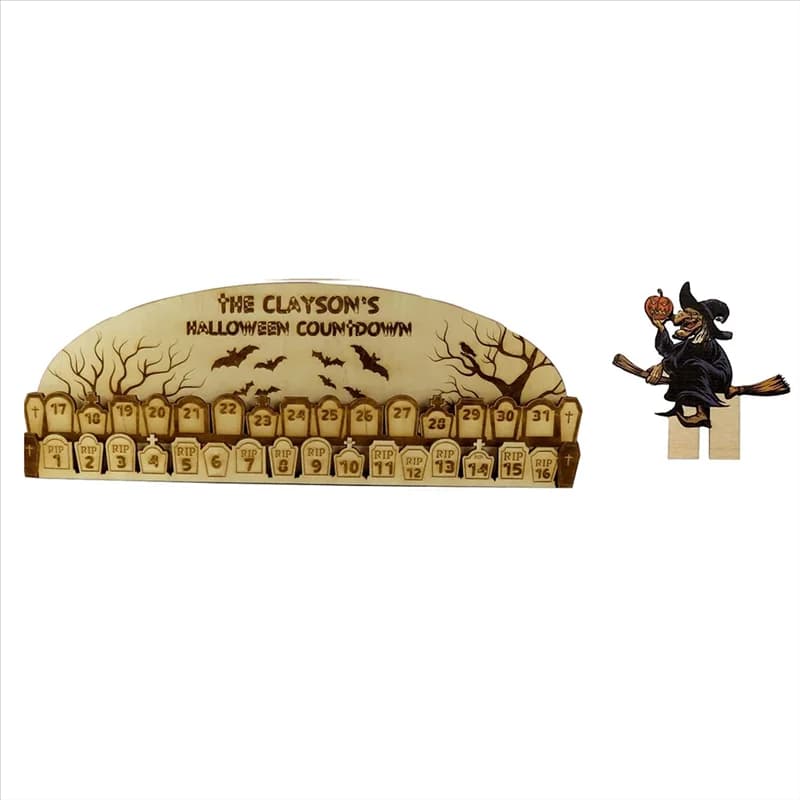 Promozione! Calendario dell'Avvento di Halloween (2023 Nuovo) Calendario con blocchi di legno in movimento di Halloween da 31 giorni Calendario per il conto alla rovescia Casa di Halloween