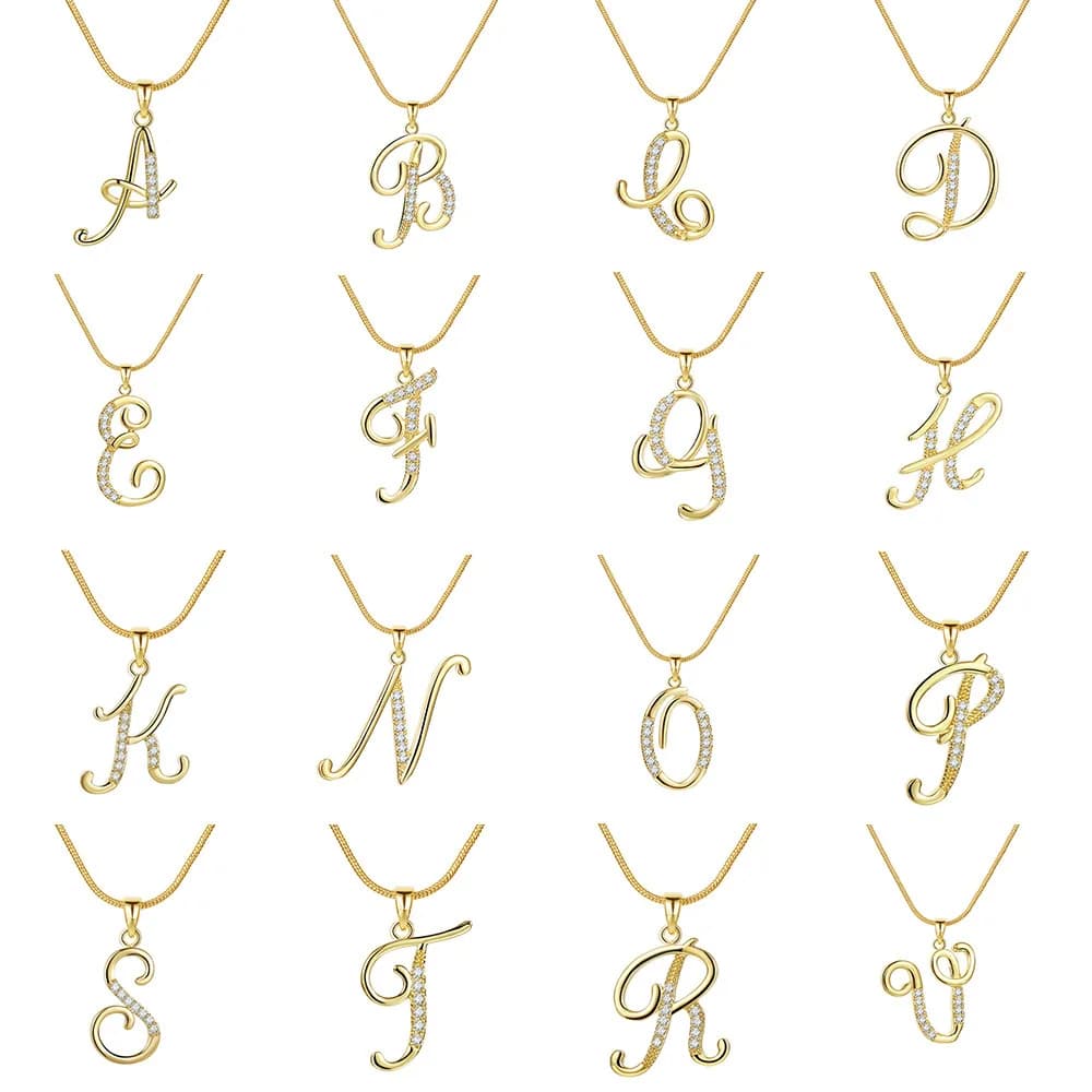 Elegant Zircon Letter Necklace Women Fashion Minimalist Jewelry Monogram Initial Pendant