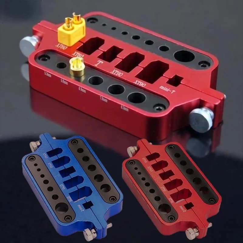 1 Pezzo Mini Porta Saldatore RC in Metallo Rosso per Modellismo Auto, Droni, Nautica, Strumento di Saldatura, Connettore a T, XT60, XT90