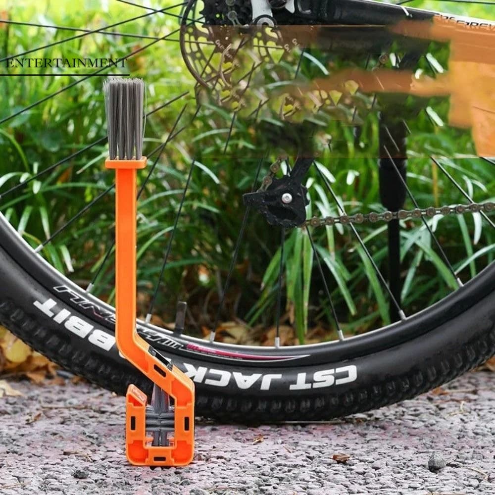 Spazzola per Pulizia Catena Bicicletta a Doppia Testa, Pulitore Multifunzione Portatile per Catena Bici