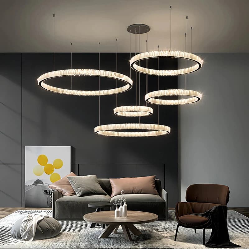 2026 Lampadari a soffitto in cristallo a led ad anello moderno Illuminazione Soggiorno Decorazioni per la casa Lampade a sospensione di lusso Lustre Lampade a sospensione Fixt