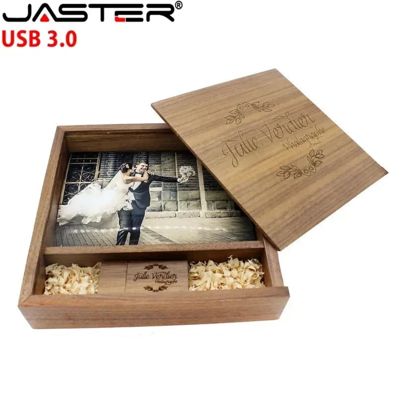 LOGO gratuito Chiavetta USB 3.0 in legno 4G 8G 16G 32G 64GB 128G Regalo di nozze Pen Drive Box per 6*4 Memory Stick Fotografia U Disco