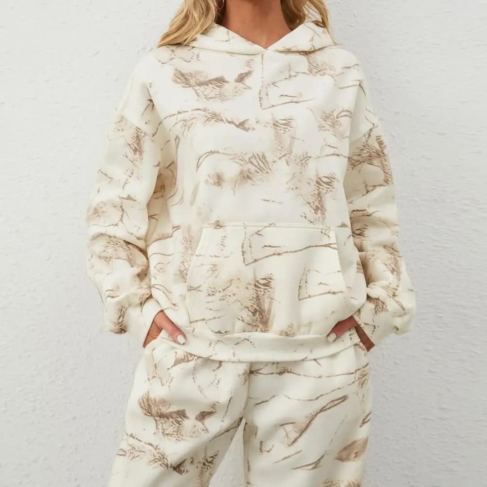 2025 Set casual a due pezzi Completi da donna Streetwear Sport estivi Tempo libero Maniche lunghe Felpa con cappuccio Pantaloni con fondo spesso Abito femminile