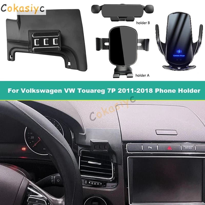 Supporto per telefono Gravity per Volkswagen Touareg 7P 2011-2018 Supporto speciale con base fissa per ricarica wireless Supporto per smartphone