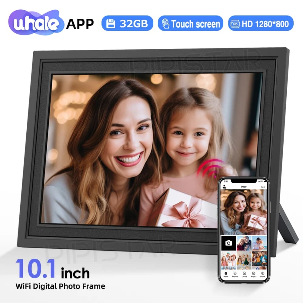 Cornice per foto digitale da 10,1 pollici Cornice per foto digitale WiFi intelligente da 32 GB 1280x800 IPS touch screen ad alta definizione montata a parete