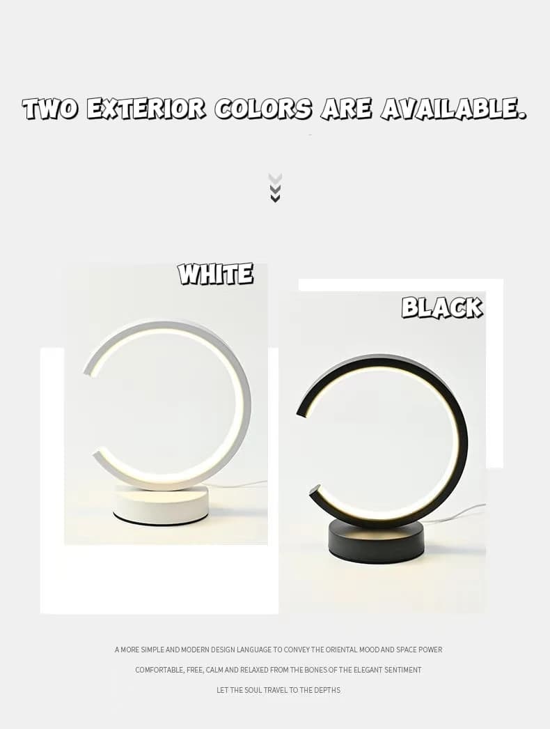 20CM LED Simple Circular Ring Table Lamp Bedroom Bedside Living Room Restaurant Hotel Decorative Lamp Dimmable Round Night Light