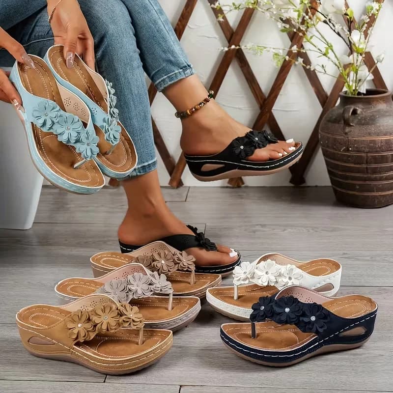 Sandali con Zeppa da Donna, Ciabatte Casual con Punta Aperta, Comode Scarpe Estive, Sandali da Spiaggia e Ciabatte da Esterno