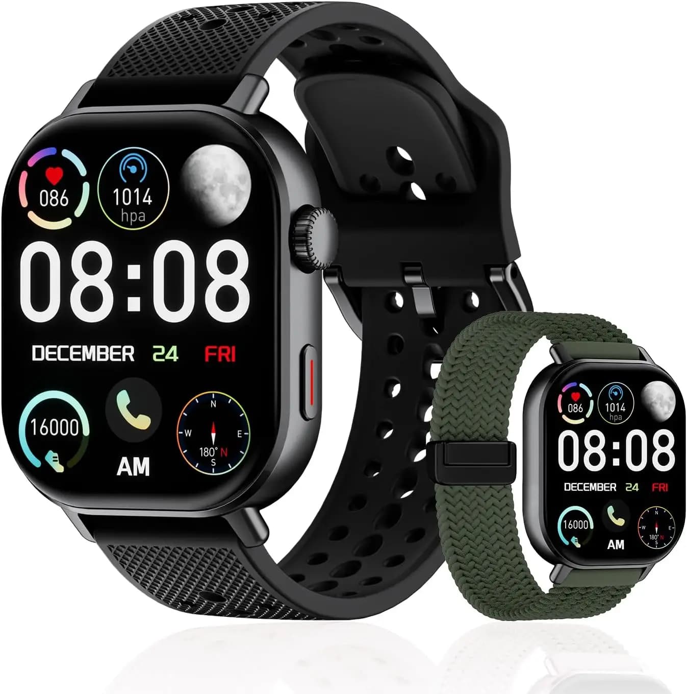 Smartwatch with Double Band: Pass count, Cardiaca Frequency, GPS for Running and Swimming, Health Monitoring Waterproof for Men and Women