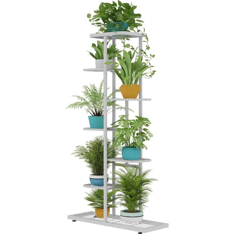 Support for metal plants at 7 levels - 8 shelf with potted flower pots, interior and exterior flower display for patio, garden, balcony, living room