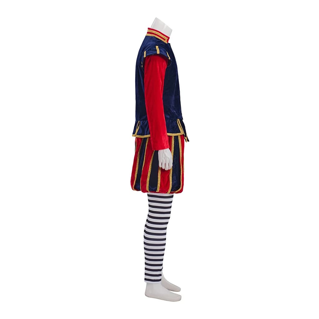 Men's Medieval Renaissance Jester Costume Suit Tudor Clown Jester Costume Jacket Pants Hat Full Set Halloween Outfit