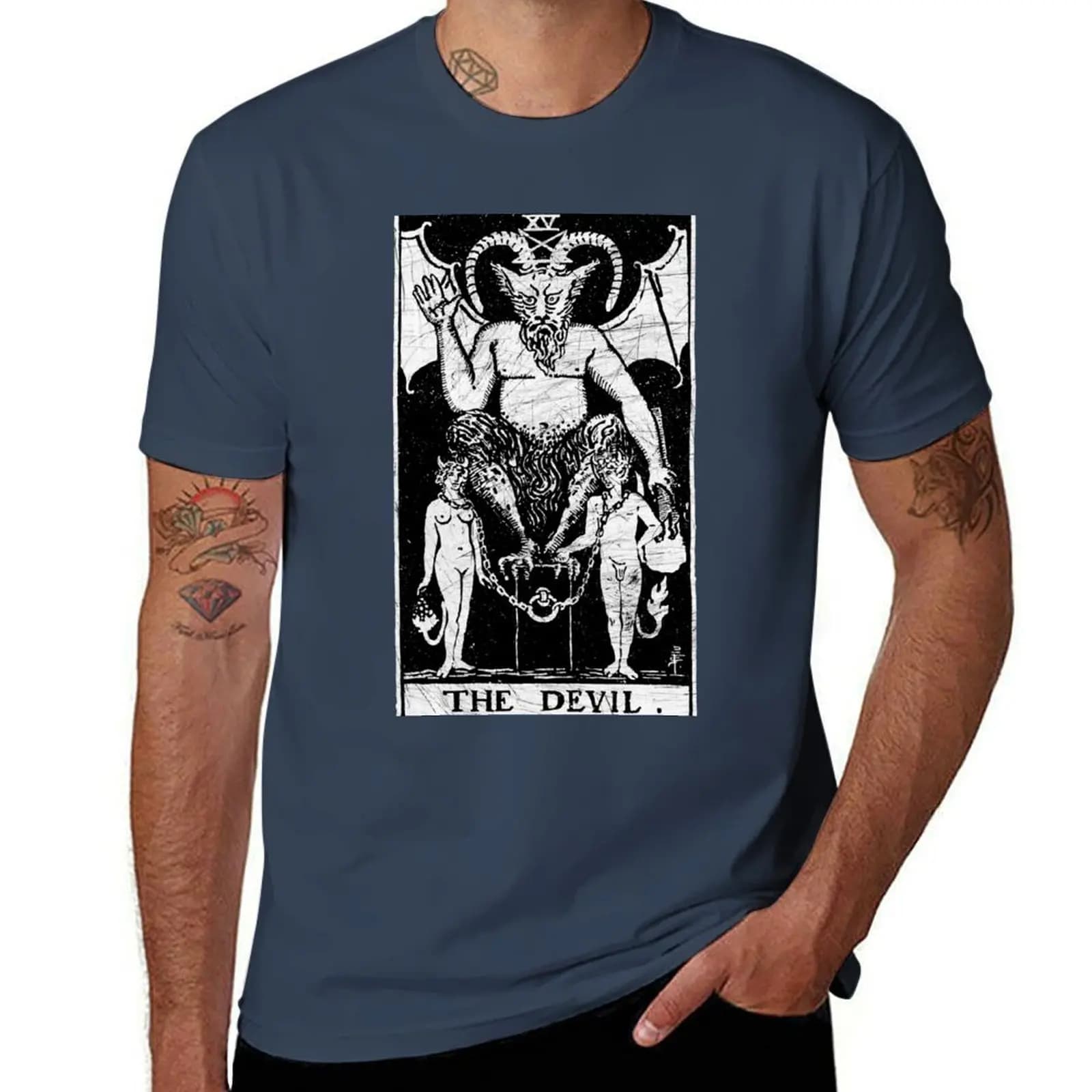 La Carta dei Tarocchi del Diavolo - Arcano Maggiore - Previsione del futuro - T-shirt occultista Abbigliamento casual di base Top a maniche corte